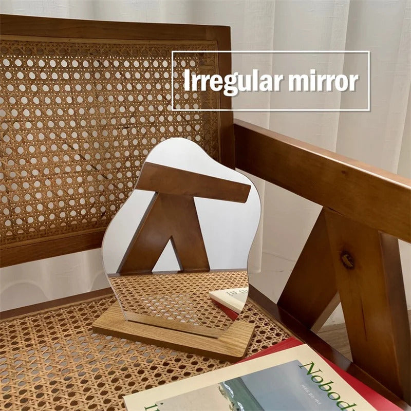 CX688 Ins Makeup Mirror Irregular Make up Mirror Star shape Acrylic lens Wooden Base maquillaje Beauty Tools