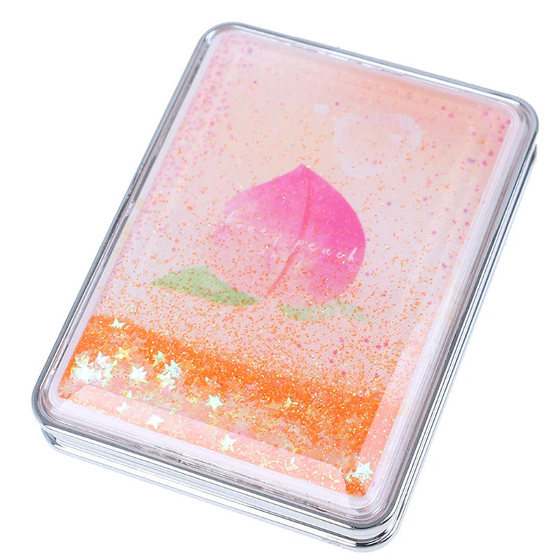 TSHOU921 Double-Sided Folding Cosmetic Mirror Mini Makeup Mirror Compact Pocket Mirror Female Gifts With Flowing Sparkling Sand
