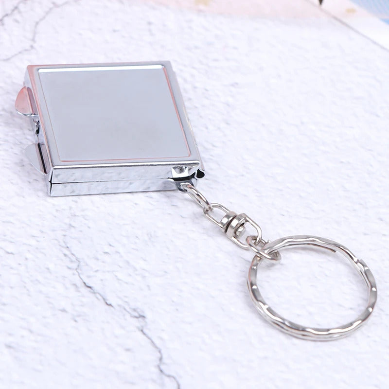 CX328 Personalised Key Ring Keychain Mini Folding Mirror Portable Compact Pocket Cosmetic Mirror