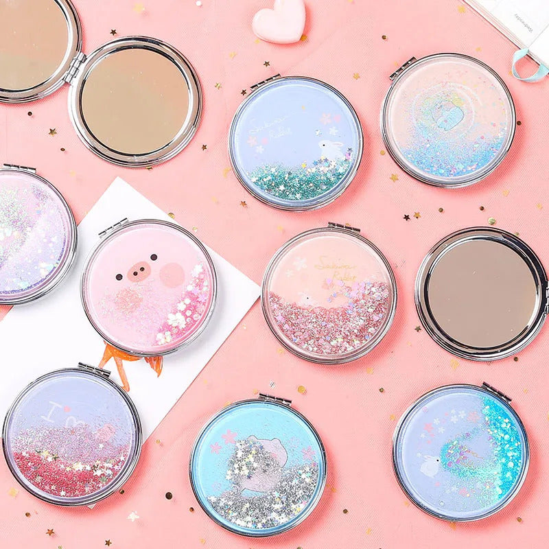 CASHOU159  Quicksand Makeup Mirror Cute Pocket Mirror Makeup Vanity Portable Foldable Vanity Mirror Hand Mirror Compact Mirrors