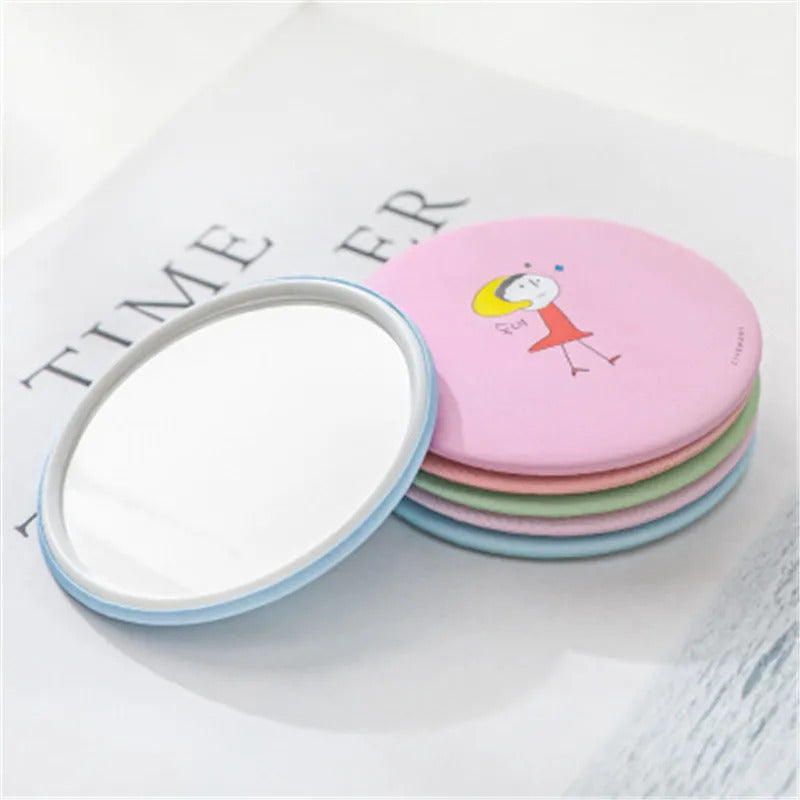 TSHOU674 Makeup Mirror Portable Hand Mini Make Up Mirror Travel Round Pocket Cosmetic Mirror Portable Beauty Makeup Accessories