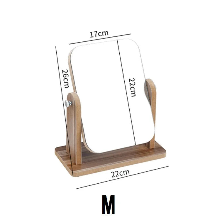 CASHOU18 Makeup Mirror Wood Bathroom Accessories European Standable Desktop Decoration Mirror High Clear Standing Cosmetic Dress