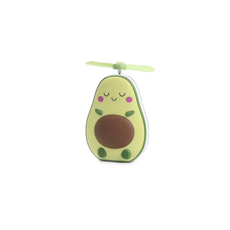 CASHOU62 Avocado Shape Makeup Mirror Portable Three Way Fill Light Make-up Mirror Handheld Mini Air Cooler Fan