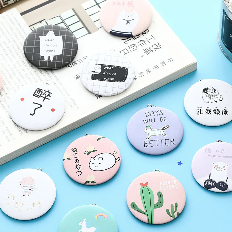 TSHOU922  Cartoon Pocket Mirror Cute Personality Fashion Portable Round Mirror Mini Makeup Mirror Gift Giveaway For Beauty Tools