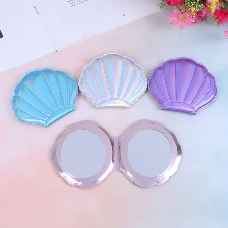 CX66 Girls 2-Face Pocket Cosmetics Mirror Portable 1PCS Makeup Mirror Shell PU Leather 1:2 Magnifier Make Up Mirrors