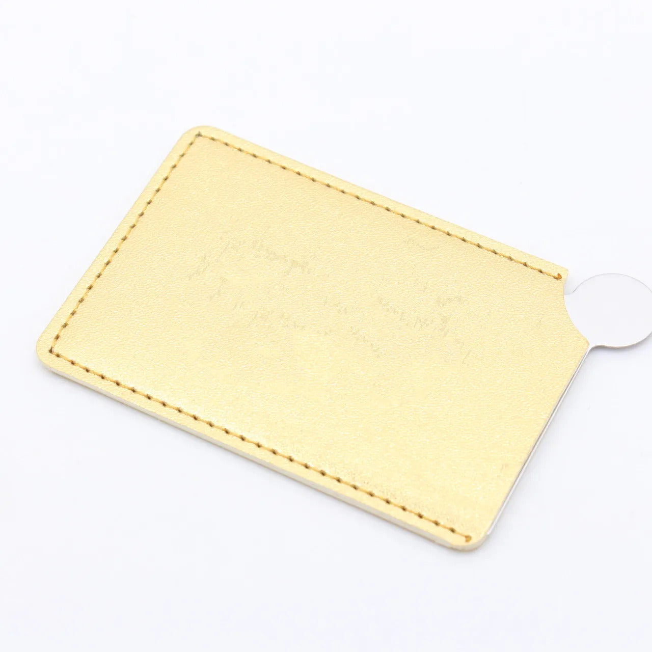 TSHOU960  Portable Mini Shatter Proof Card Style Pocket Folding Cosmetic Mirror PU Leather Cover Stainless Steel Makeup Mirror Card