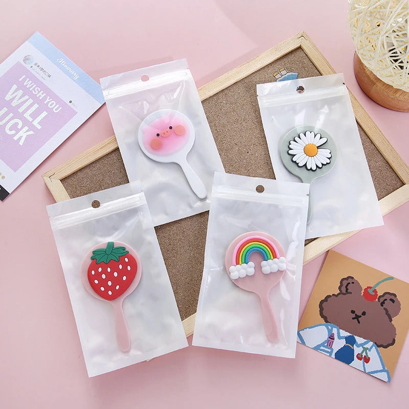 TSHOU1076 Cute Mini Handheld Cosmetic Mirror Dressing Salon Barbers Beauty Hair Hairdressers Cartoon Decorative Mirror with Handl