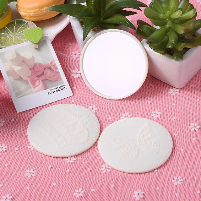 CX306  Cute 1pcs Mini Pocket Makeup Mirror Cosmetic Compact Metal Mirrors Color Random Dia 7cm