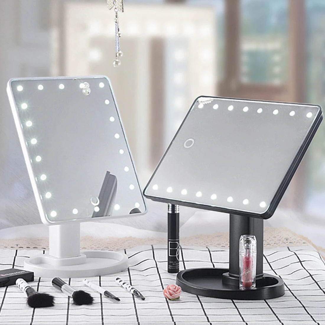 TSHOU467 storag vanity mirror 360 degree rotating mirror adjustable 16/22 LED touch screen portable touch sensor luminous mirror