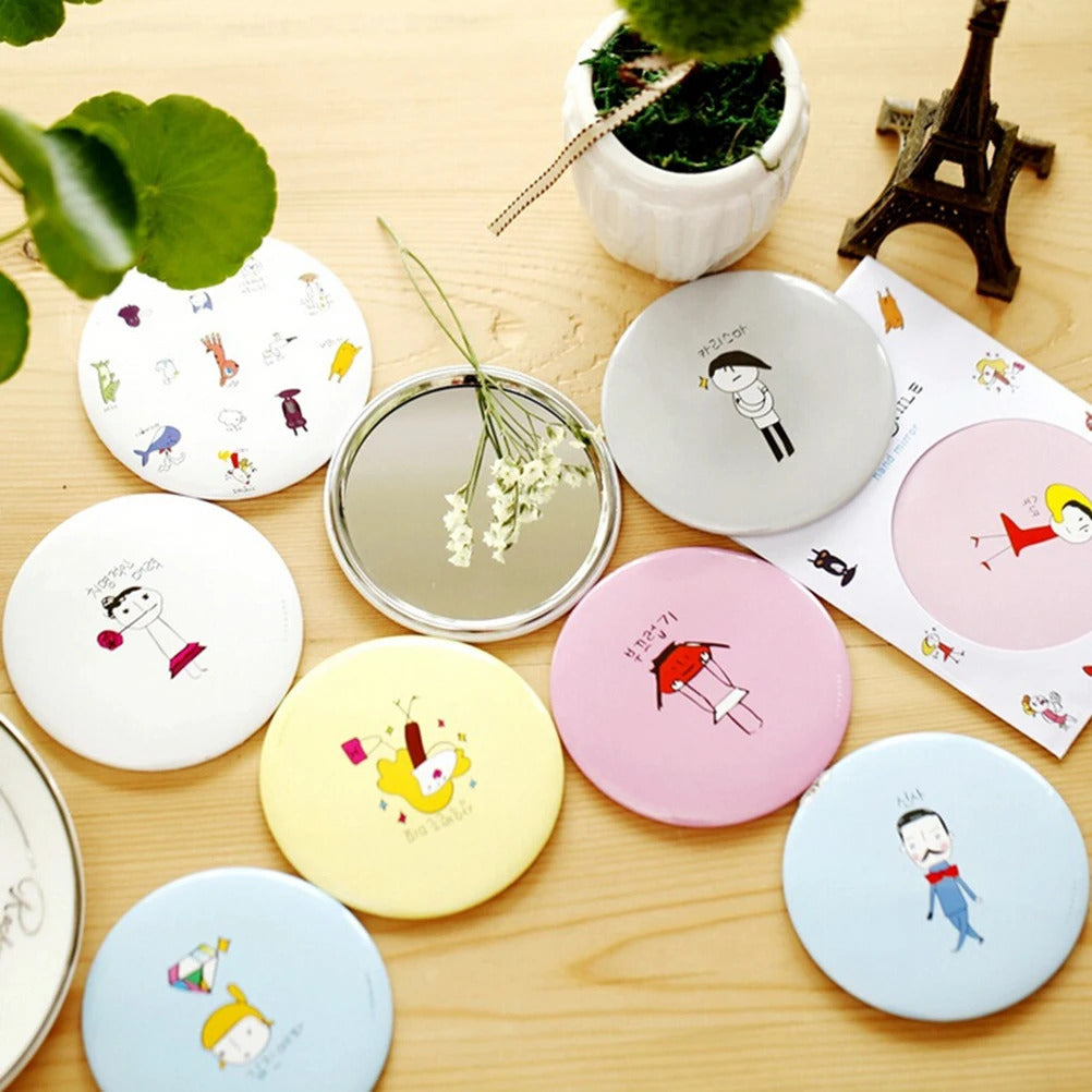 TSHOU204  Mini Pocket Round Metal Mirrors Makeup Mirrors Portable Makeup Mirror Cosmetic Compact Gift Beauty Tools