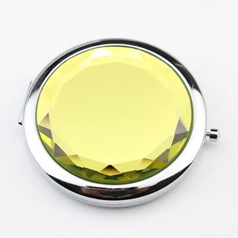 L203 Crystal Portable Folding Mirror Mini Compact Stainless Steel Metal Makeup Cosmetic Pocket Mirror Makeup Tools Accessories