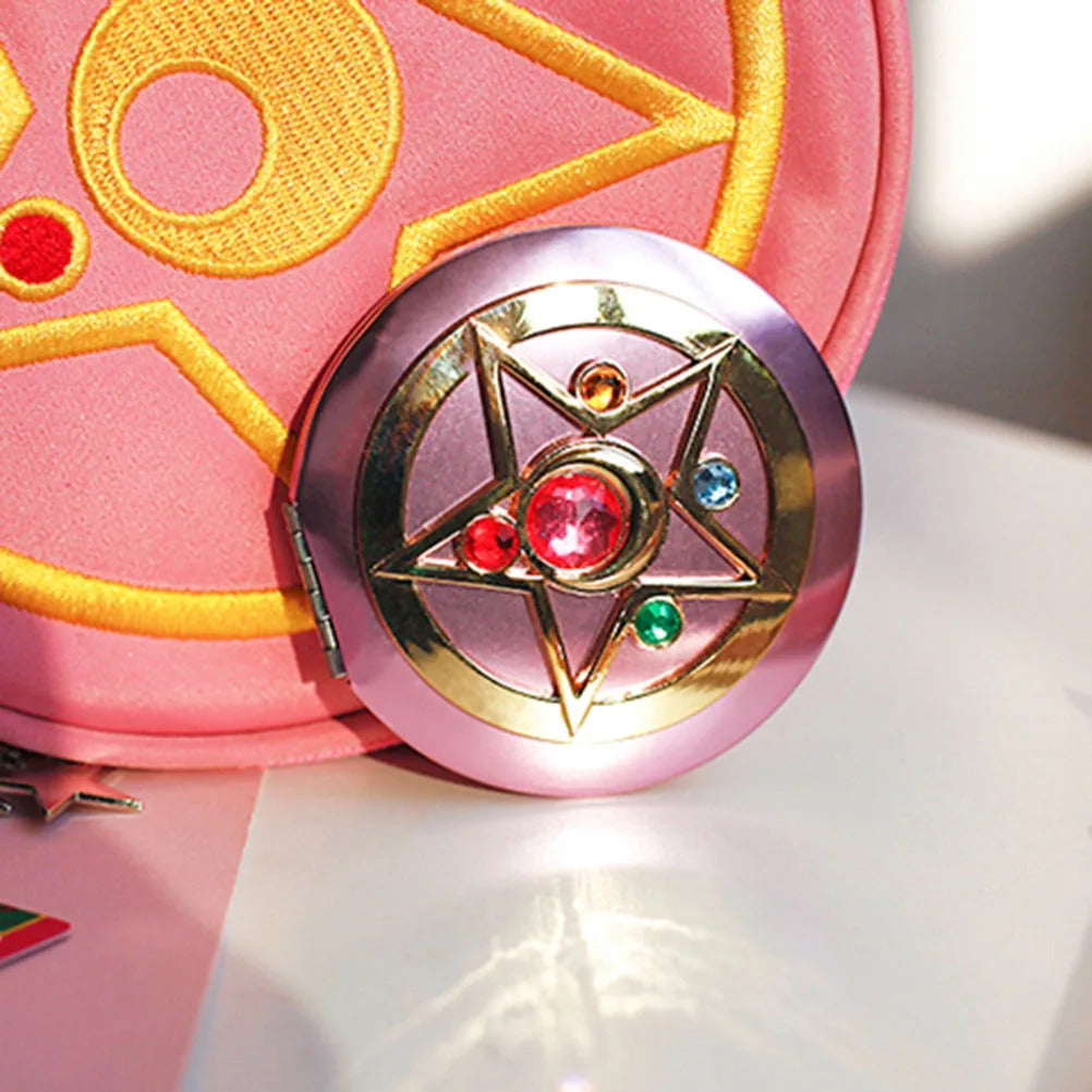 CASHOU50 Foldable Double Mirror Portable Crystal Star Makeup Mirror Pink Cute Anime Mirror Espejo Mirror Led Mirror