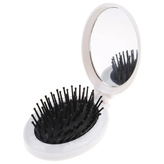 L139  Massage Folding Mirror with Comb Portable Pocket Small Travel Girl Styling Tools Mini Pocket Mirror Hair Brush with