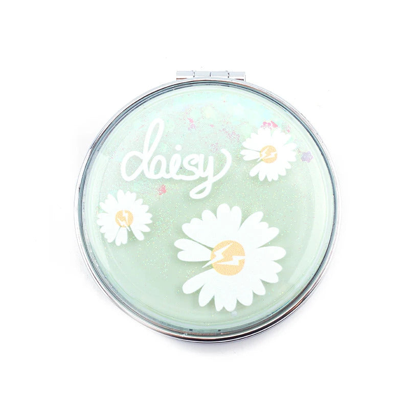 TSHOU856 Mini Makeup Fresh Flowers Mirror Compact Pocket Mirror Portable Double-Sided Folding Cosmetic Mirror Gifts