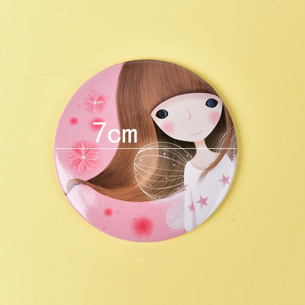 CX318 Gril Pattern small Mini Pocket Makeup Mirror Cosmetic Compact Mirrors Espelho De Maquiagem Espejos De Bolsillo Dia 7cm