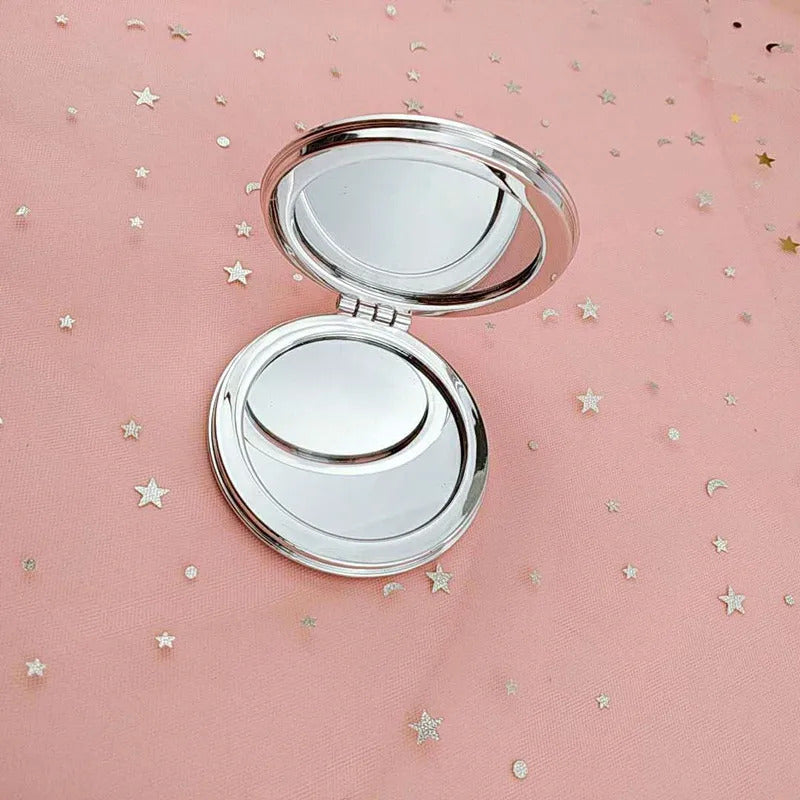 TSHOU504 Cartoon Double-Sided Unicorn Makeup Mirror Compact Pocket Mirror Mini Folding Cosmetic Mirror Gifts with Flowing Sparkl