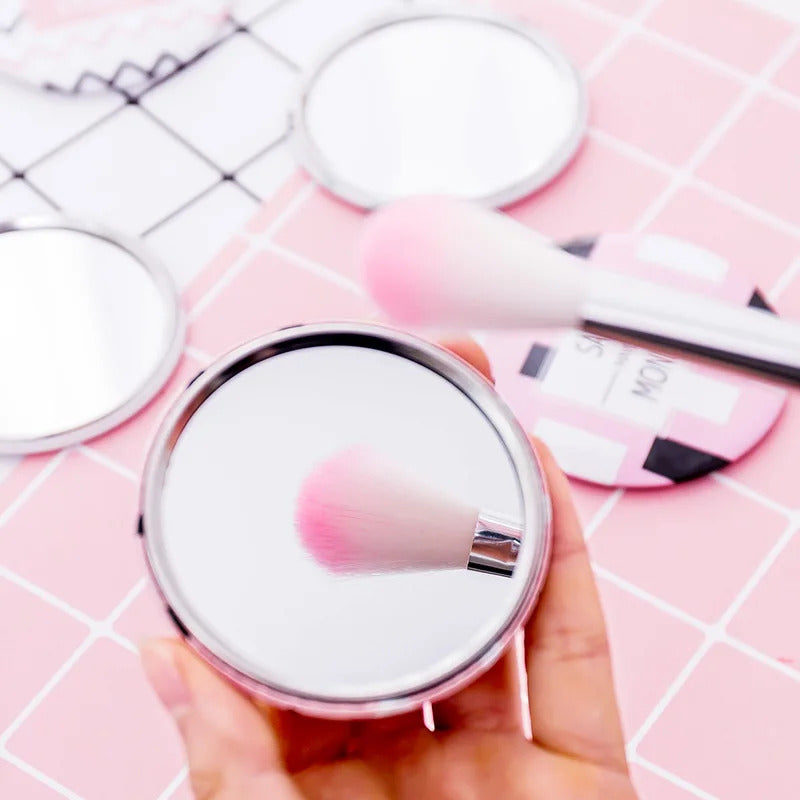 TSHOU147 Lady Portable Makeup Mirror Cute Pattern Portable Compact Pocket Cosmetic Mirrors