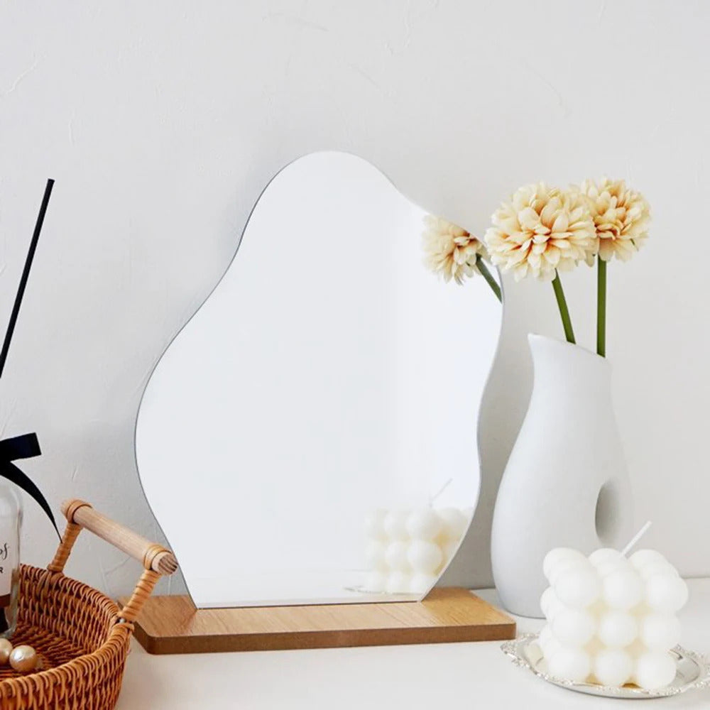 L510 Makeup Mirror Irregular Make Up Mirror Star Shape Acrylic Lens Wooden Gift Tabletop Base Beauty Tools Dropshippin