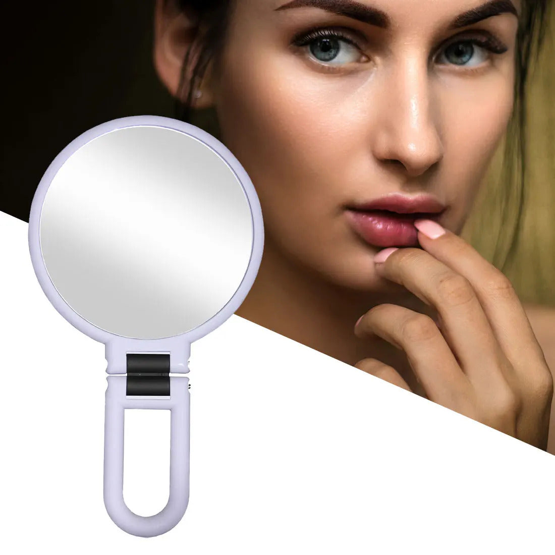 TSHOU510   Magnifying Makeup Mirror Hand Mirror Portable Folding Makeup Makeup Mirror Double-Sided Handheld Mirror Makeup Tool