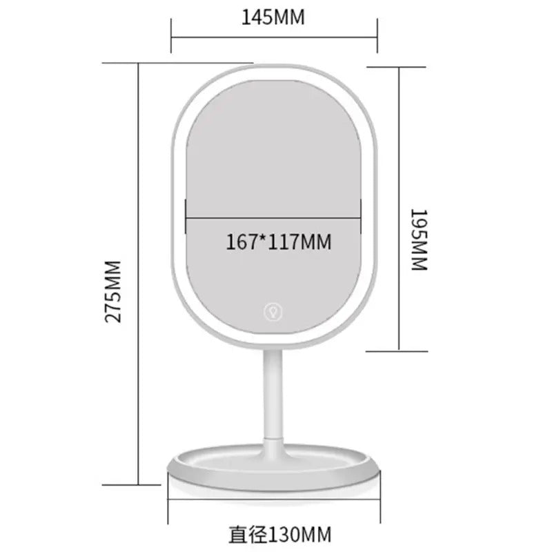 L166 Lights Desktop Makeup Mirror USB Chargeable 180 Free Degree Rotation Portable Touch Screen Switch Dimmable Tabletop Cosmet
