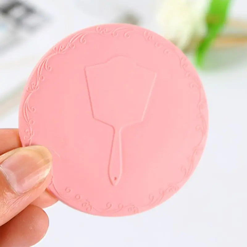 DA36 7cm/2.76in Creative Cartoon Embossed Round Mini Pocket Makeup Mirror Single Side Compact Cosmetic Tool Travel Portable