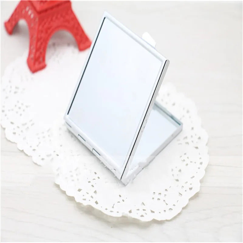 L275 Portable Stainless Steel Makeup Mirror Hand Pocket Folded-Side Cosmetic Make Up Double Mirror Small Various Shapes
