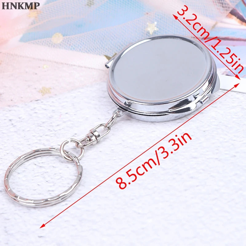 L331 Portable Folding Mirror Key Chain Pocket Compact Makeup Cosmetic Mirror With Key Ring