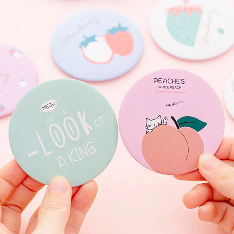 TSHOU721 Makeup Mirror Portable Hand Mini Make Up Mirror Travel Round Pocket Cosmetic Mirror Portable Beauty Makeup