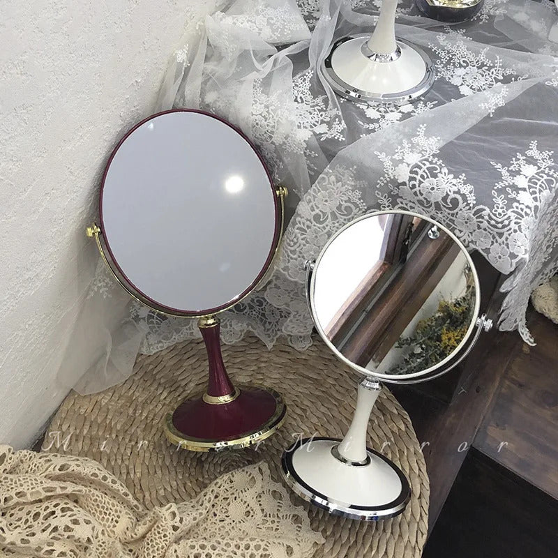 L248 Stand Makeup Compact Mirror Magnification Tabletop Vanity Table Round Mirror Double Sided Makeup Tool
