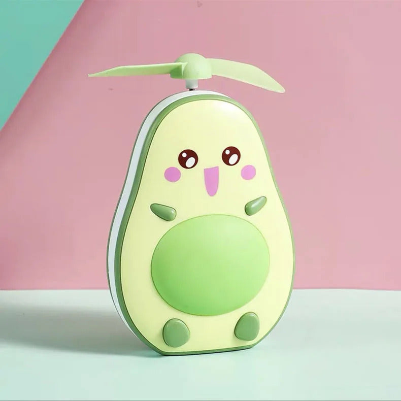 CASHOU62 Avocado Shape Makeup Mirror Portable Three Way Fill Light Make-up Mirror Handheld Mini Air Cooler Fan