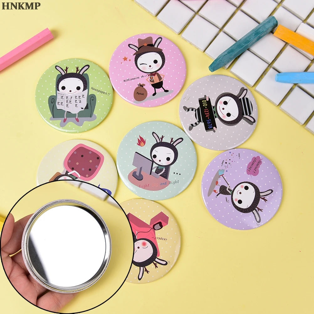 TSHOU894 Fashion Cartoon Anti-fall Portable Small Mirror Cute Girls Makeup Mirror Pocket Mirror for Beauty Tools Mini Mirror