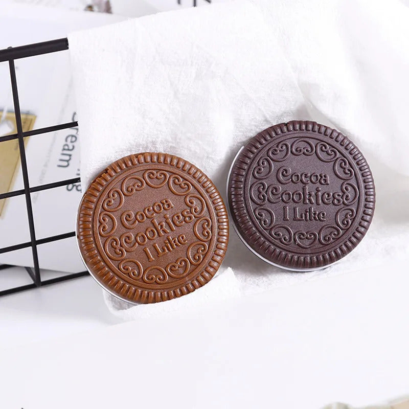 DSHOU267 Cookie Shaped Chocolate Mini Makeup Mirror Compact Pocket Mirror Portable Folding Cosmetic Mirror