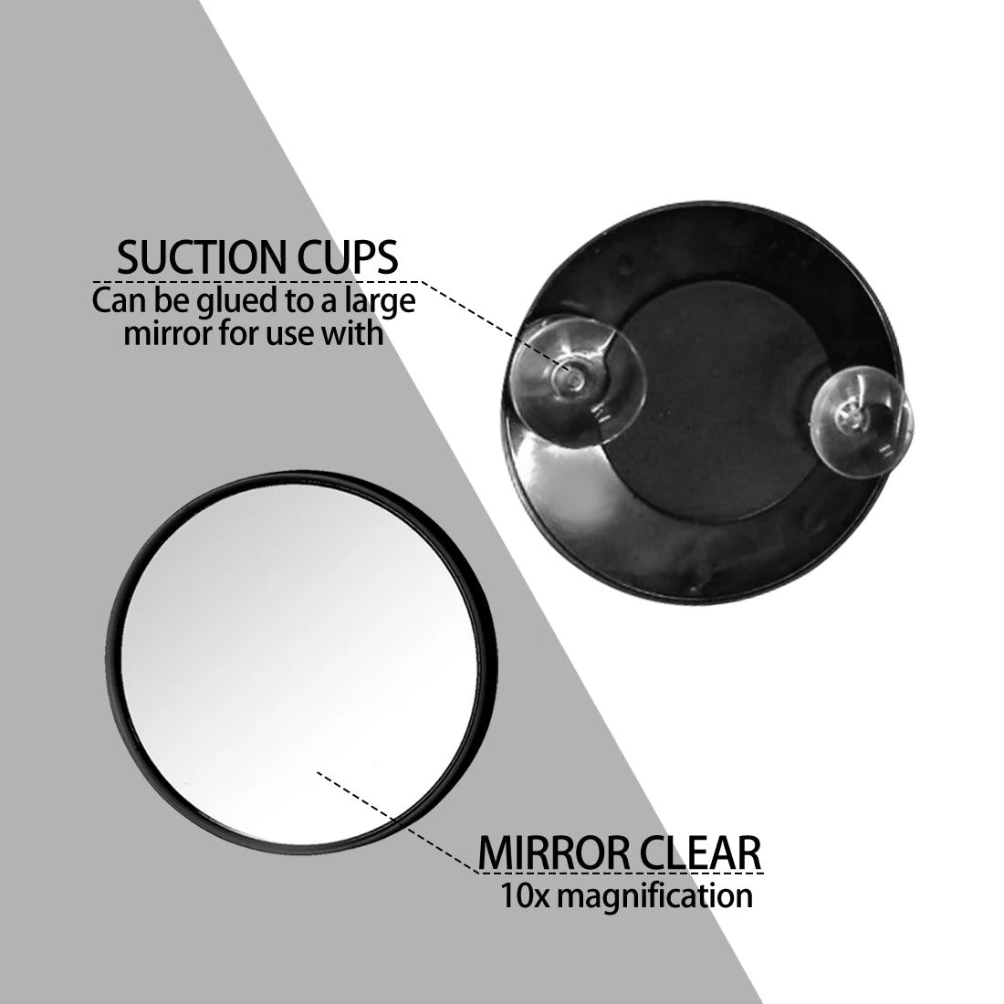 L114 Small  Makeup Mirror Touch Screen 10 Times Suction Cup Magnifying Glass Small Round Mirror Portable Mini Makeup Mirror