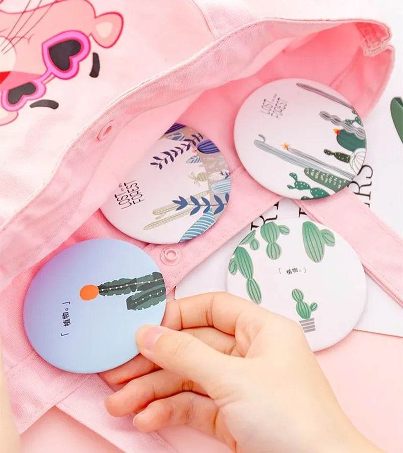 CX354 Makeup Mirror Portable Hand Mini Make Up Mirror Travel Round Pocket Cosmetic Mirror Portable Beauty Makeup Tools