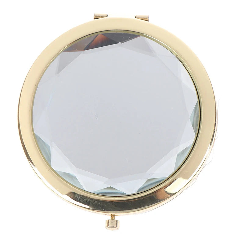 CX384 Luxury Crystal Makeup Mirror Portable Round Folded Compact Mirrors Gold Silver Pocket Mirror Making Up for Personalized