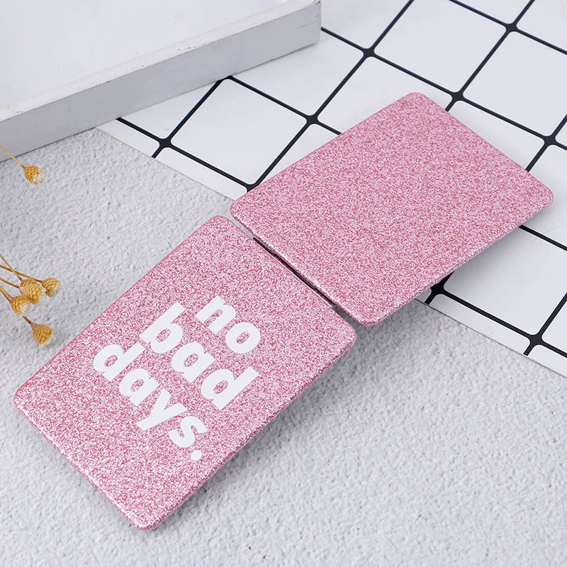 FEN34 Pink Portable Square Travel Mirror Gift Pocket Cute Double Side Folding Mini Compact Makeup Mirror For Women Girl