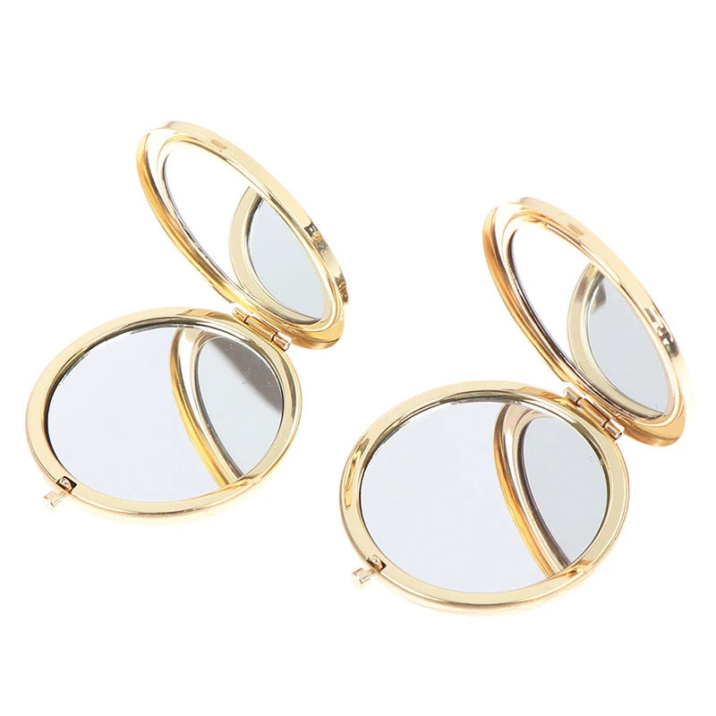 TSHOU862 Luxury Crystal Makeup Mirror Portable Round Folded Compact Mirrors Gold Silver Pocket Mirror Making Up for Personalized