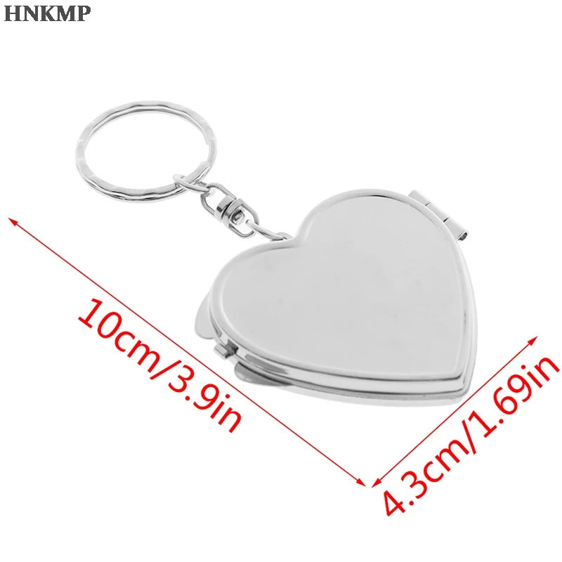 DA04 Portable Two-side Folding Make Up Mirror Mini Makeup Compact Key Chain Pocket  Mirror Women  Cosmetic Mirrors Key Ring