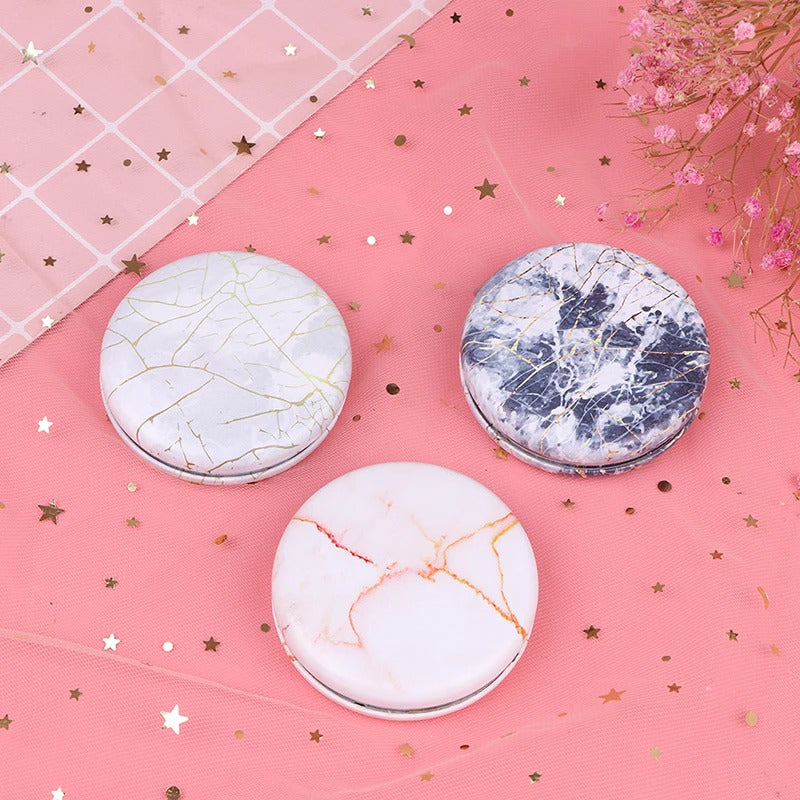 CX248 Marble Pattern Portable Double Sided Mirror Foldable Pocket Makeup Mirror Women Girls Beauty Cosmetic Compact Mirrors