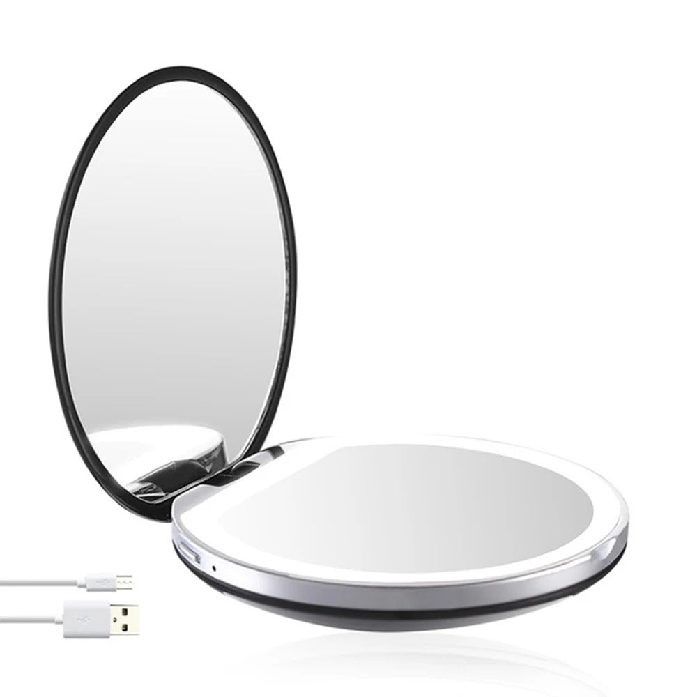 L453 Magnifying Lighted Makeup Mirror Light Mini Round Portable Led Make Up Mirror Sensing Usb Chargeable Makeup Mirror