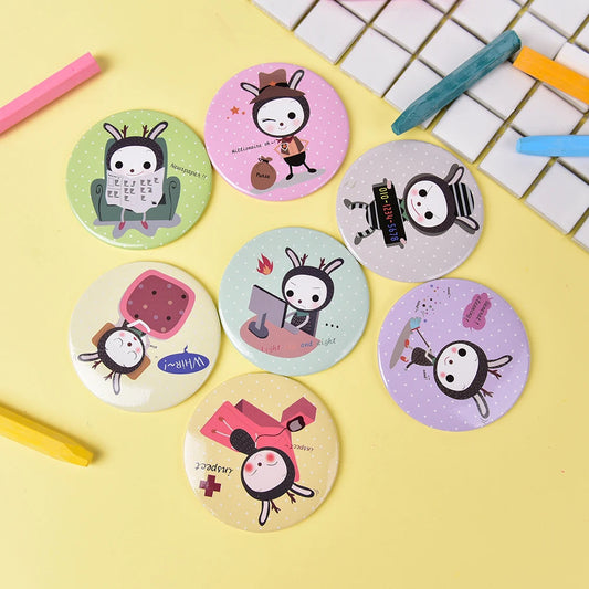 TSHOU145  Fashion Cartoon Anti-fall Portable Small Mirror Cute Girls Makeup Mirror Pocket Mirror for Beauty Tools Mini Mirror