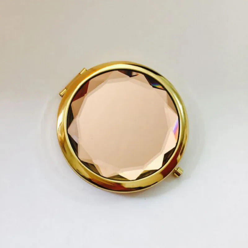 CX442 Luxury Crystal Makeup Mirror Portable Round Folded Compact Mirrors Gold Silver Pocket Mirror Making Up for Personalized