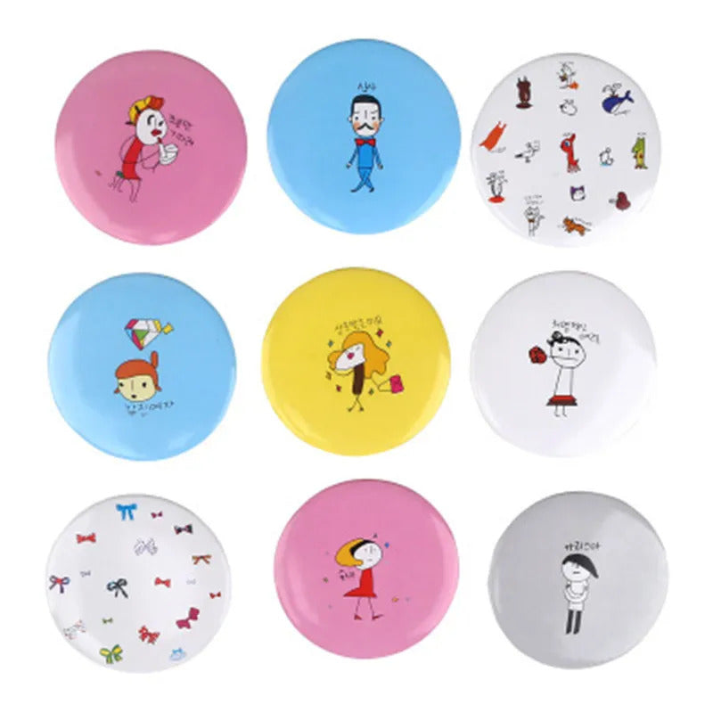 TSHOU674 Makeup Mirror Portable Hand Mini Make Up Mirror Travel Round Pocket Cosmetic Mirror Portable Beauty Makeup Accessories
