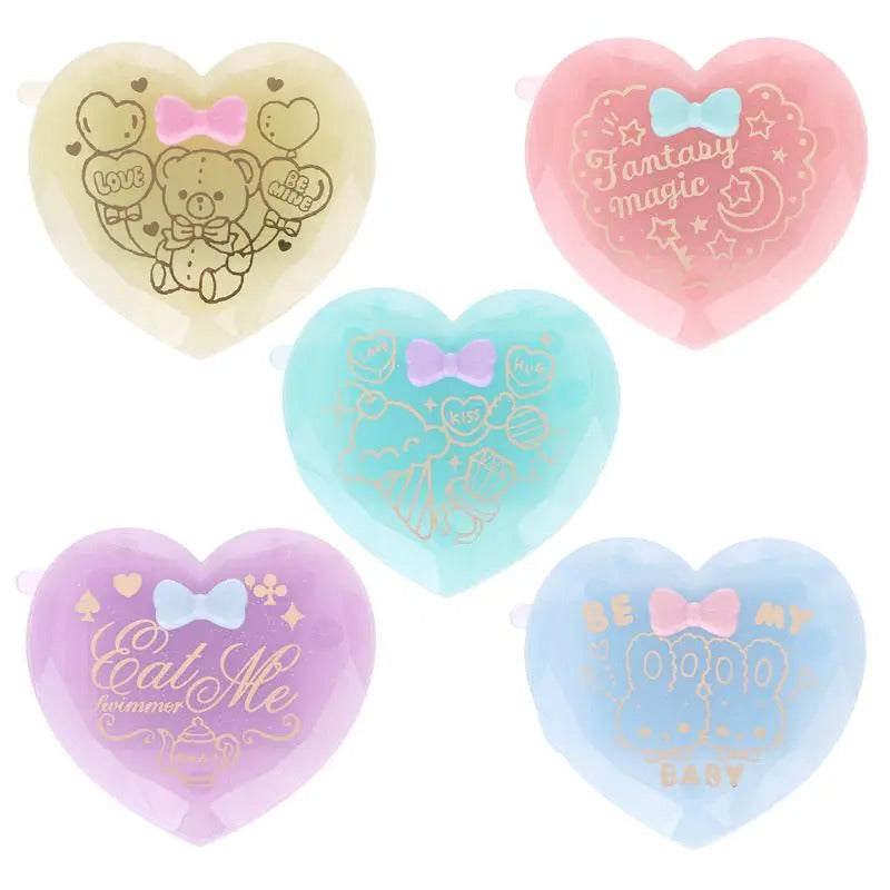 DSHOU269 Folding Hair Brush With Mirror Compact Pocket Size Travel Comb Heart Shaped Gift