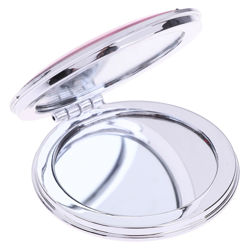 PY97 Compact Pocket Portable Double Sided Folding Cosmetic Mirror Mini Make-Up Mirror With Sparkling Flowing Sand