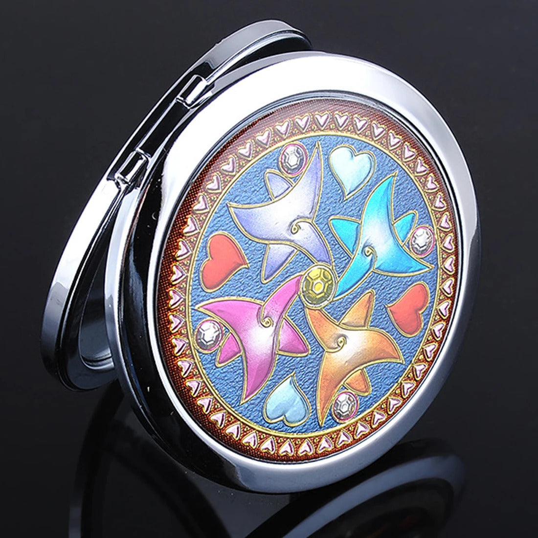 CX737  sale Women Girl  Fashion Mini Mirror Makeup Tools Portable Pocket Cosmetic Mirrors with double faced