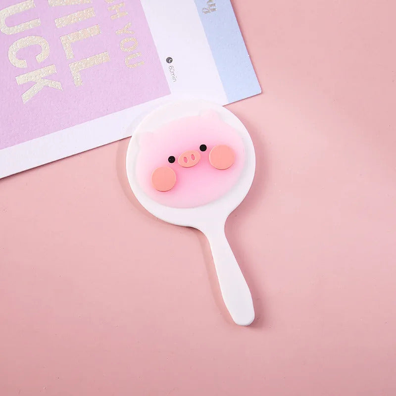 TSHOU911 Cute Mini Handheld Cosmetic Mirror Dressing Salon Barbers Beauty Hair Hairdressers Cartoon Decorative Mirror with Handl