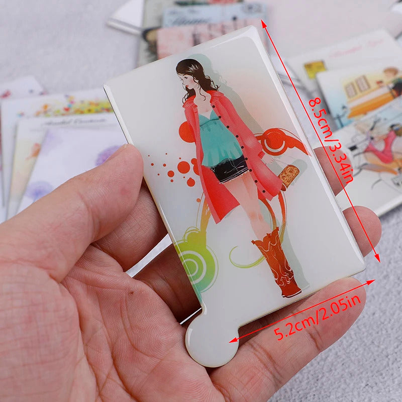 L264 Leather Cover Stainless Steel Unbreakable Makeup Mirror Portable Shatter Proof Card Style Pocket Cosmetic Mirror High