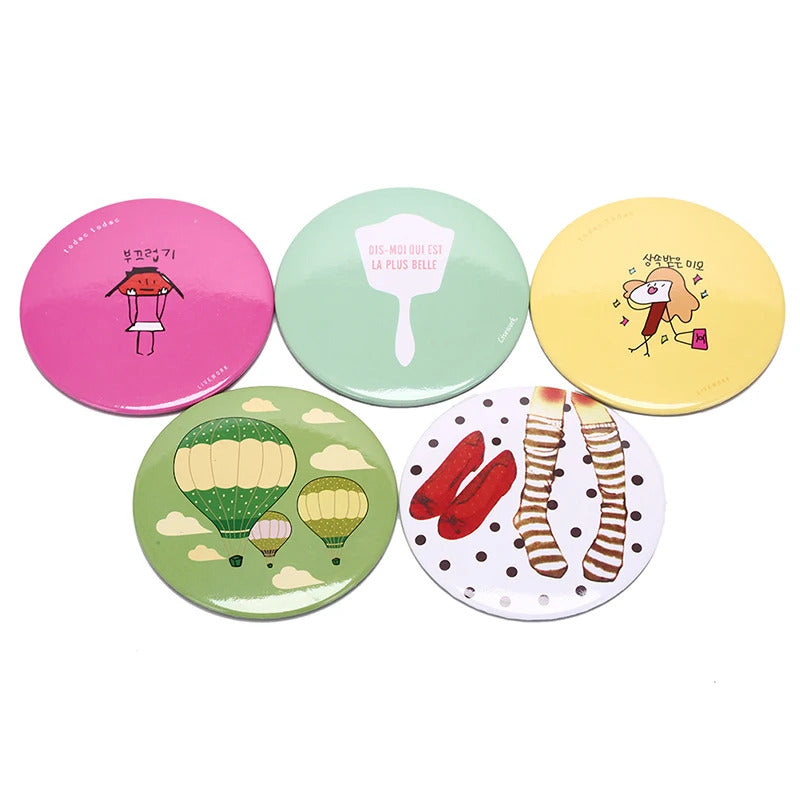 SET07  Fashion cute mini cartoon small round mirror portable makeup glass mirror portable princess makeup mirror