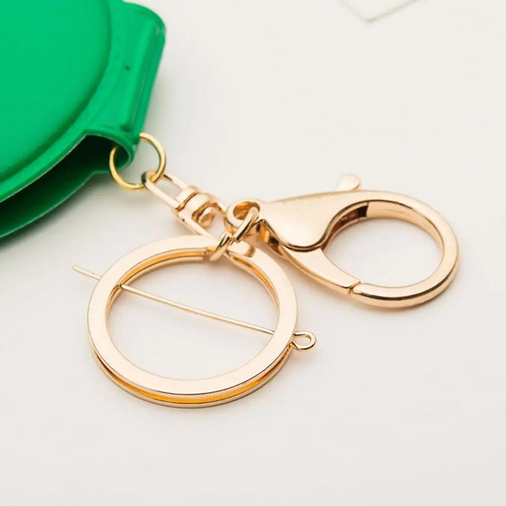 TSHOU852 Candy Color Mini PU Leather Pocket Makeup Mirror Key Chain Cosmetic Compact Mirrors Double Dual Sides Frame Girl